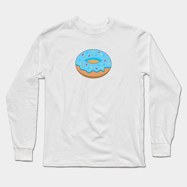 Blue Frosted Donut with Sprinkles Cartoon Long Sleeve T-Shirt by BirdAtWork